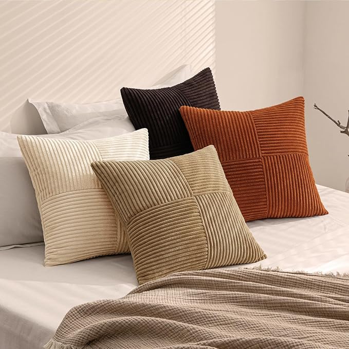 MIULEE Brown Beige Throw Pillow Covers 16x16 Inch Set of 4 Boho Farmhouse - Image 6