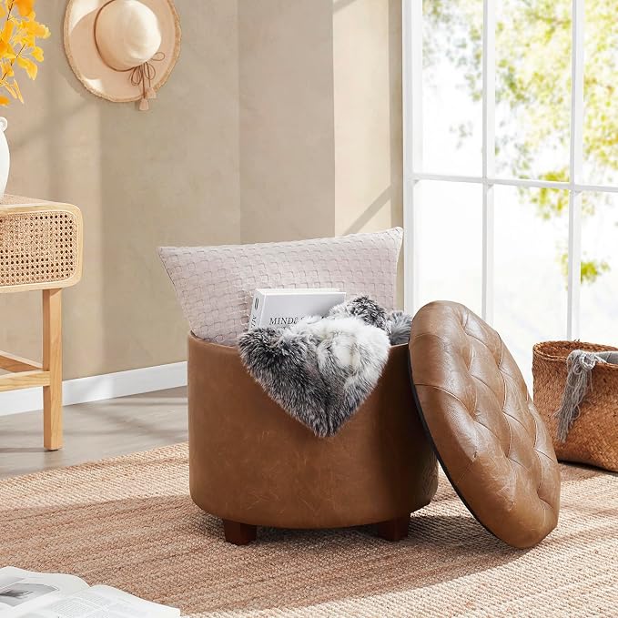 Ornavo Home Round Storage Ottoman - Image 3