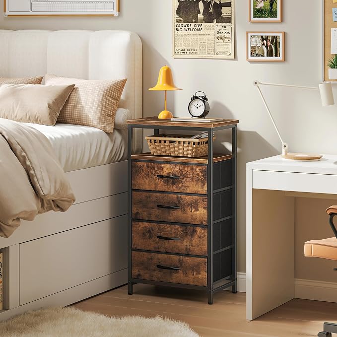 Huuger Night Stand with Charging Station, 4 Drawer Dresser - Image 2