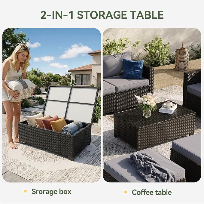 Aoxun 10 Piece Outdoor Patio Furniture Set 9 Seats, Outdoor Sectional - Image 3