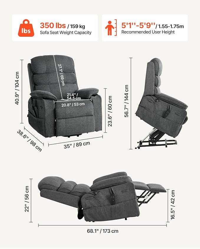 VEVOR Power Lift Recliner Chair, Dual Motor Lift Chair - Image 3