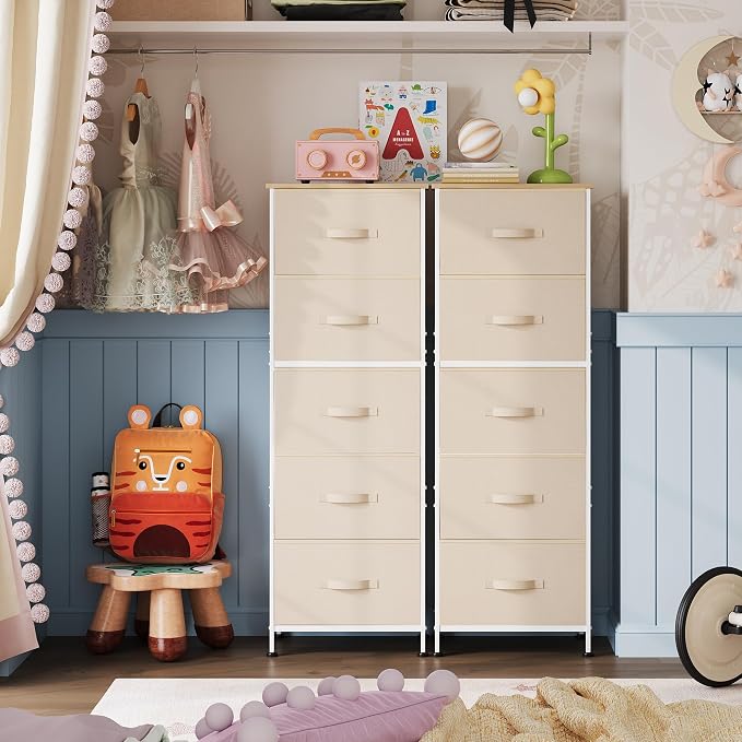 WLIVE Fabric Dresser, 5-Drawer Tall Dressers - Image 8