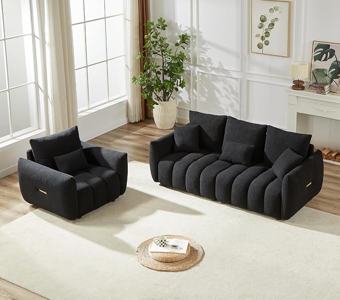 Antetek Set of 3 Teddy Sofa for Living Room, Modern 2 Units Deep Seat Sofa - Image 5