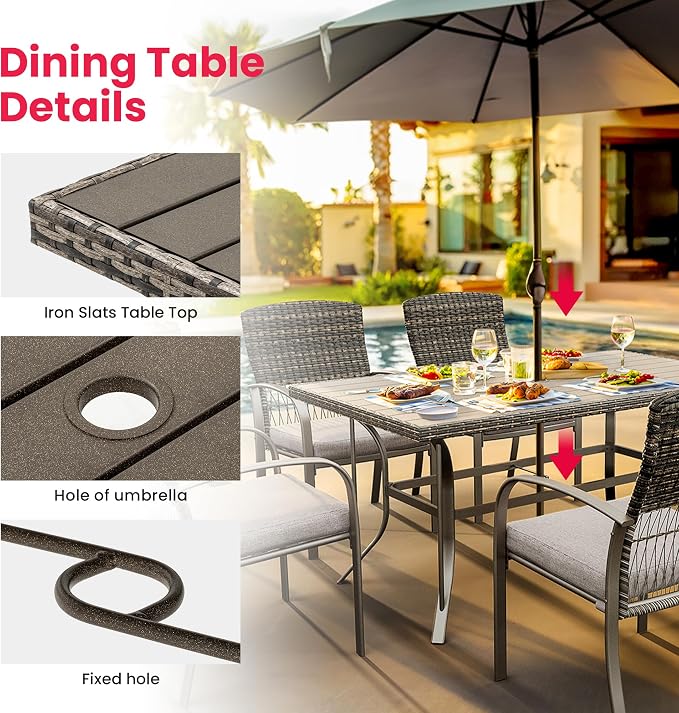 Pamapic 7-Piece Outdoor Dining Set, All-Weather Garden/Deck/Backyard Furniture - Image 6