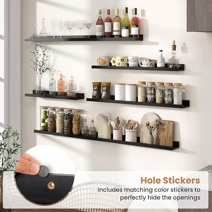 Fun Memories Picture Ledge Shelves Set of 2, 55 Inch Rustic Wall Mounted - Image 5