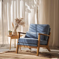 VINGLI Solid Wood Wide Armrests Accent Chair, Upholstered Mid Century Modern by VINGLI
