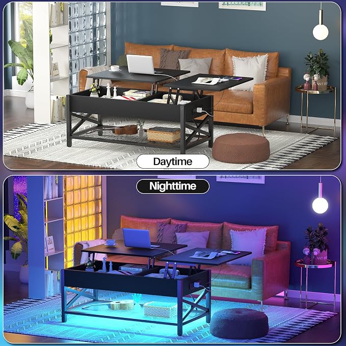 Aheaplus Black Lift-Top Coffee Table - Image 6