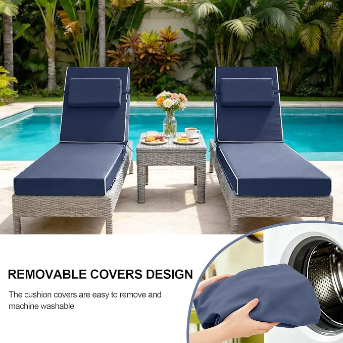 Chaise Lounge Cushions Outdoor 72x21x6 Inch, Fade Resistant 6'' Thicken Outdoor - Image 8