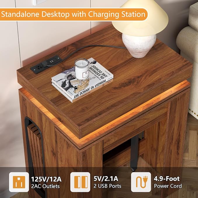 Extendable Dining Table with Charging Station, Convertible Folding Console Table - Image 6