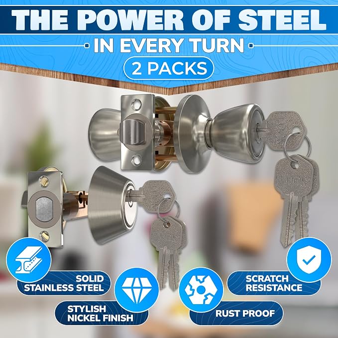 Mobile Home Door Knobs with Deadbolt – Exterior Front Door Lock Set of 2 - Image 3