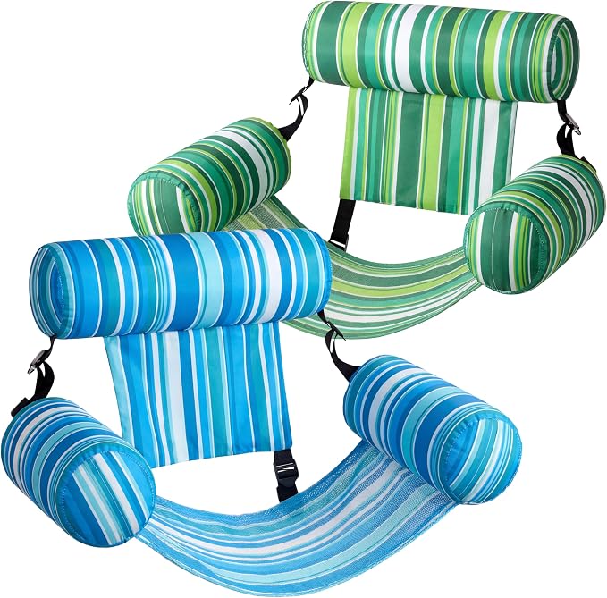 SLOOSH Inflatable Pool Floats Adult, 2 Packs Floating Lounge Chairs, Blow up by Sloosh