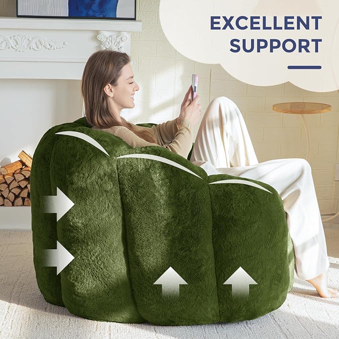 MAXYOYO Bean Bag Chair for Adults, Floral Shaped Bean Bag Sofa, Ultra Soft Faux - Image 9