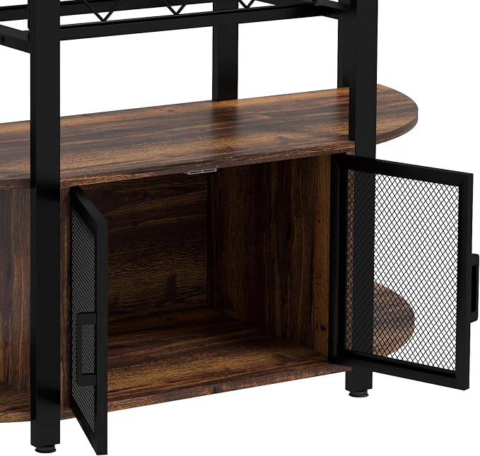 HOMCOM Wine Bar Cabinet with Charging Station and LED Lights, Industrial Liquor - Image 9