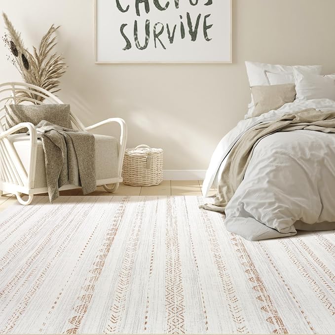 Nakagishi Area Rug Living Room Rugs: 4x6 Soft Machine Washable Boho Neutral - Image 4