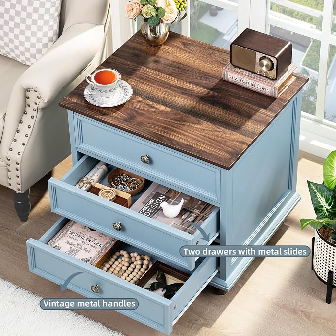 Joaxswe 24" Wide Farmhouse Night Stand Set of 2, Large End Table - Image 5