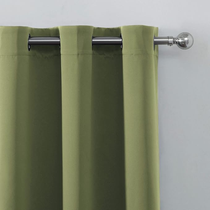 LEMOMO Olive Green Blackout Curtains 66 x 63 Inch Length/Set of 2 Curtain - Image 7