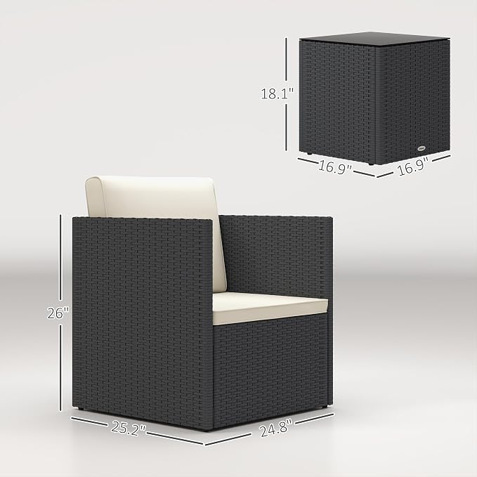 Outsunny 3 Piece Patio Furniture Set, Folding Outdoor Wicker Bistro Set - Image 7