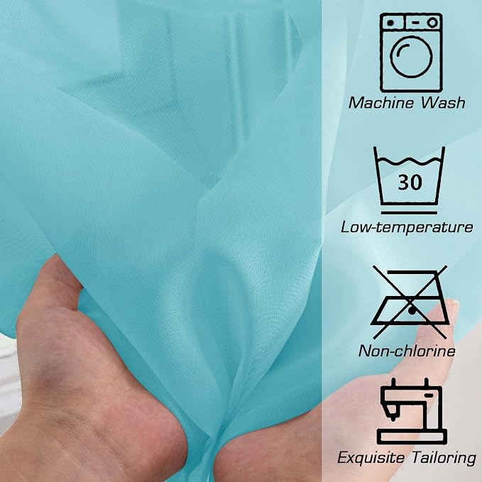 OWENIE Sheer Aqua Curtains for Bedroom Living Room 78 Inches Long 2 Panels Set - Image 5