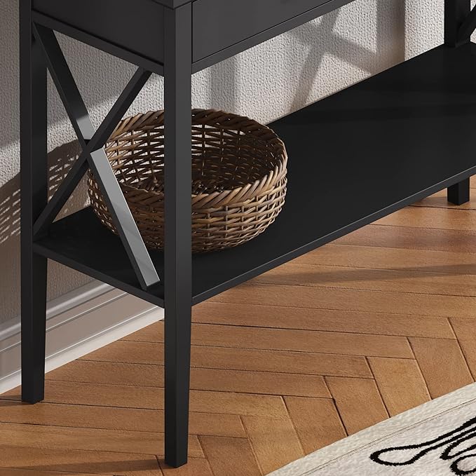 ChooChoo Console Table with Drawers, Narrow Wood Accent Sofa Table Entryway - Image 4