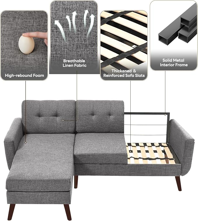 Kingfun L Shaped Couch, Sectional Couches, 3 Seater Sofas - Image 7