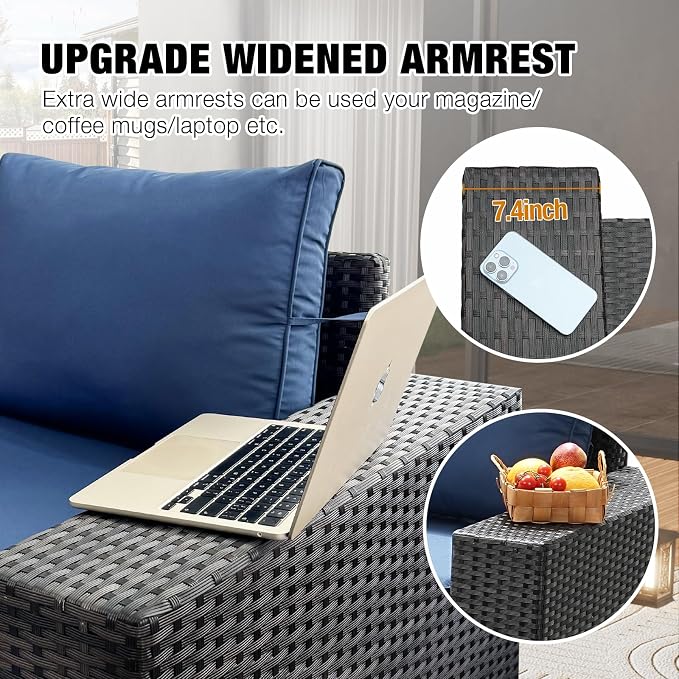 JOYURE 7 Pieces Patio Furniture Set All-Weather Outdoor Wicker Sectional - Image 2