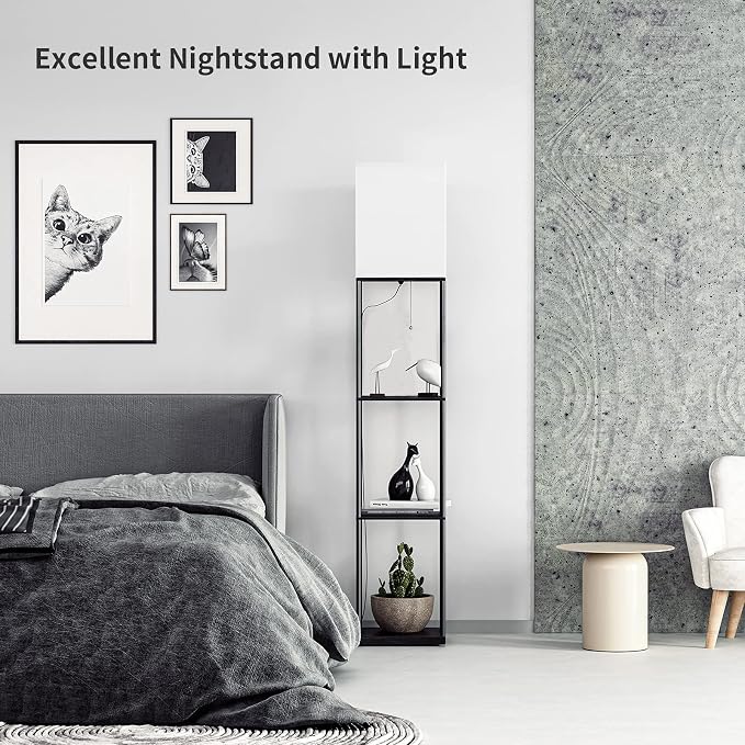 SUNMORY Floor Lamp with Shelves, Modern Square Standing Lamp with 3 Color - Image 5