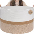 INDRESSME 115L Extra Large Cotton Rope Basket, Woven Baby laundry Blanket Basket by INDRESSME