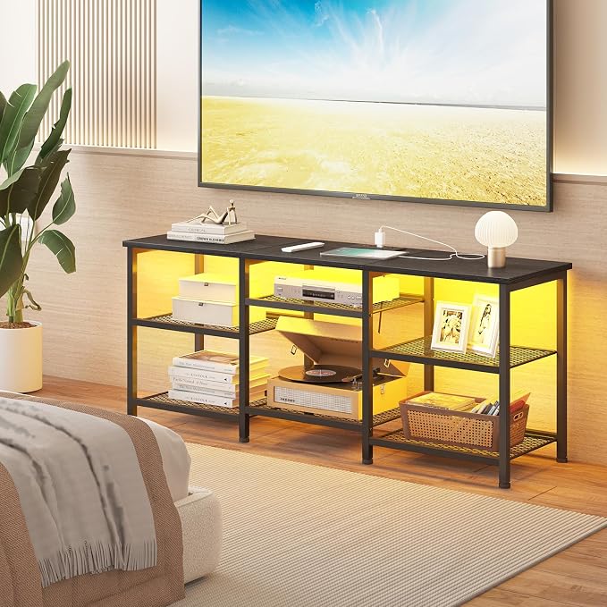 YGEOMER Entertainment Center for TVs Up to 55 Inch, Entertainment Stand - Image 7