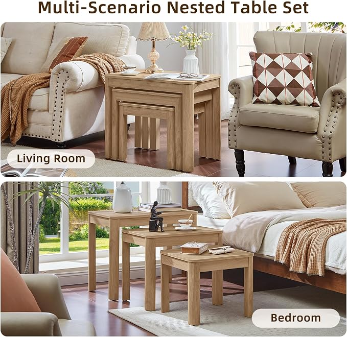 Joaxswe Farmhouse Nesting Tables Set of 3, Nesting Side Tables - Image 8
