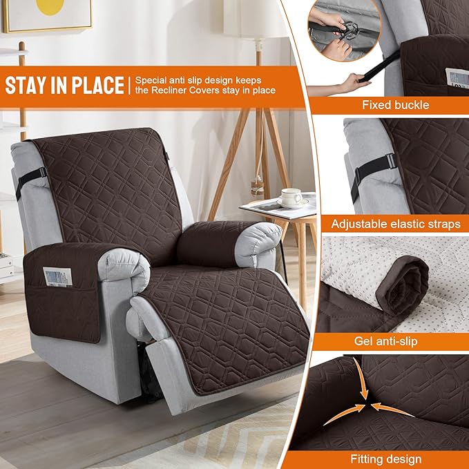 VANSOFY 100% Waterproof Recliner Chair Covers, Recliner Cover Non-Slip Dog - Image 3