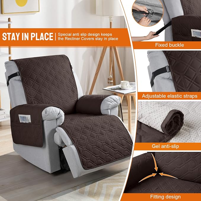 VANSOFY 100% Waterproof Recliner Chair Covers, Recliner Cover Non-Slip Dog - Image 3