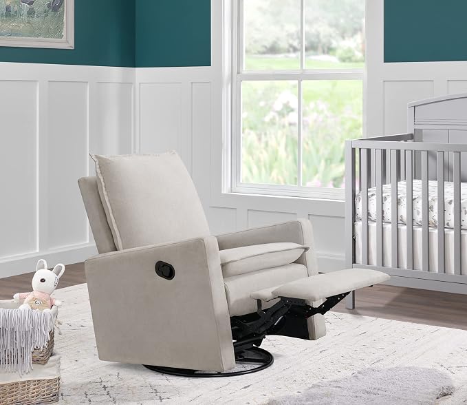 Oxford Baby Uptown Upholstered Glider Recliner Rocking Chair 360° Swivel - Image 9
