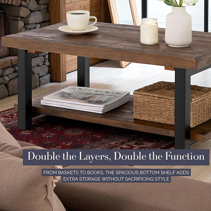 Pomona 42-Inch Rectangular Solid Wood Coffee Table - Image 5