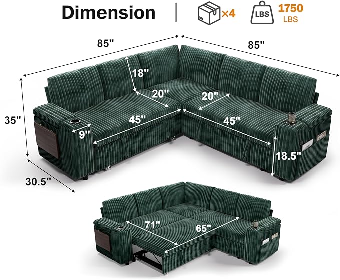 Vipbear 86" Modular Sectional Sleeper Sofa - Image 2