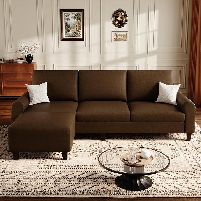 EASE MOOSE Large Seat Faux Leather L Shaped Sofa, Waterproof and - Image 3