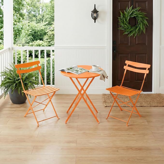 GarveeLife 3 Piece Patio Bistro Set, Folding Patio Bistro Table and Chairs Set - Image 7