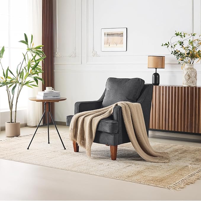 VINGLI Black Accent Chairs Set of 2, Mid Century Modern Chairs, Upholstered - Image 9