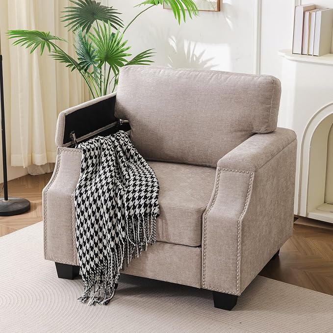 Oversized Accent Chair with Seat Storage, Comfy Living Room Chairs with Armrest - Image 4