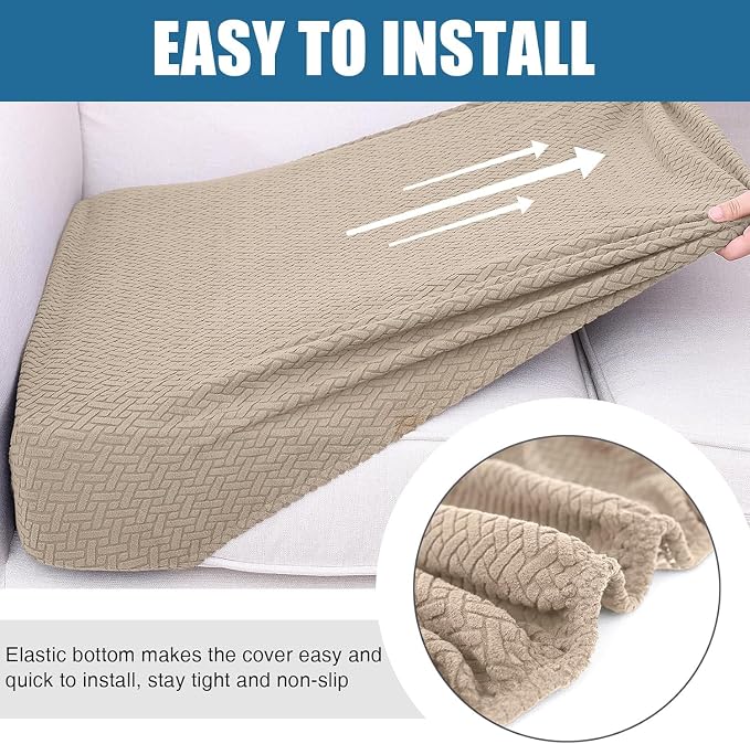 Smiry Waterproof Couch Cushion Covers, Stretch Jacquard Thick Sofa Cushion - Image 4