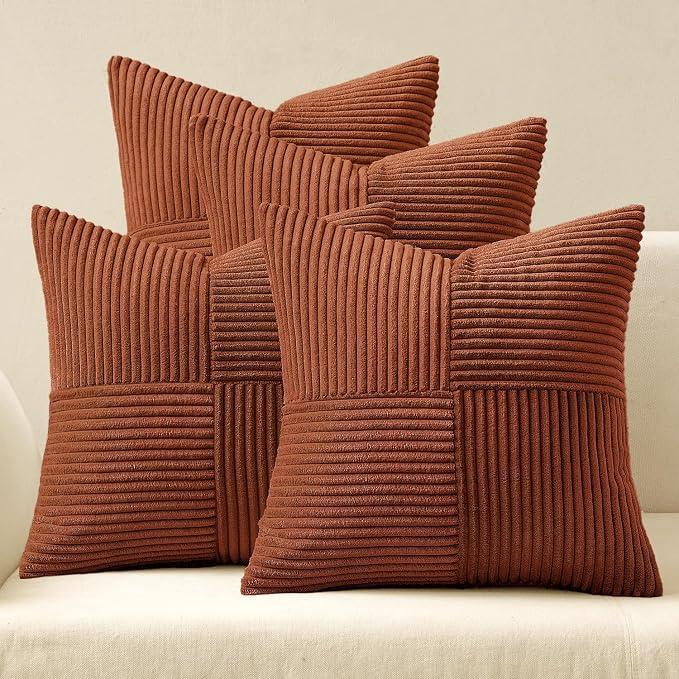 MIULEE Boho Farmhouse Rust Decorative Throw Pillow Covers 18x18 Inch 4 Packs by MIULEE