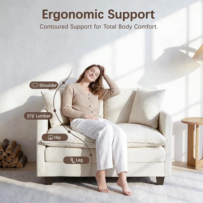 Loveseat Sofa, Comfy Chenille Small Couch - Image 5