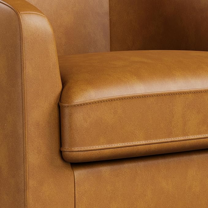 Swivel Barrel Accent Chairs Set of 2, Round Faux Leather Living Room Arm Chairs - Image 7