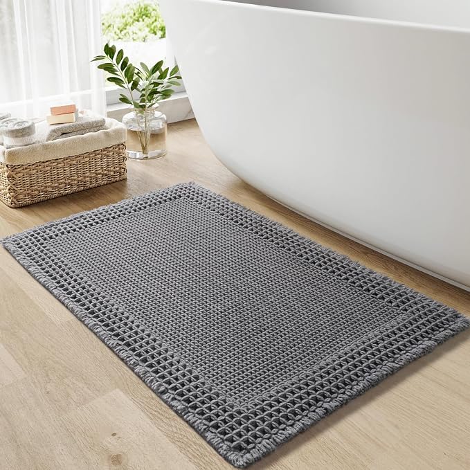 RESARE Waffle Bath Mat, Super Absorbent Non-Slip Machine Washable, Ultra Soft by Resare