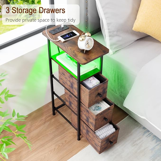 LOAKEKEL Narrow End Tables Living Room Set of 2 - Image 7