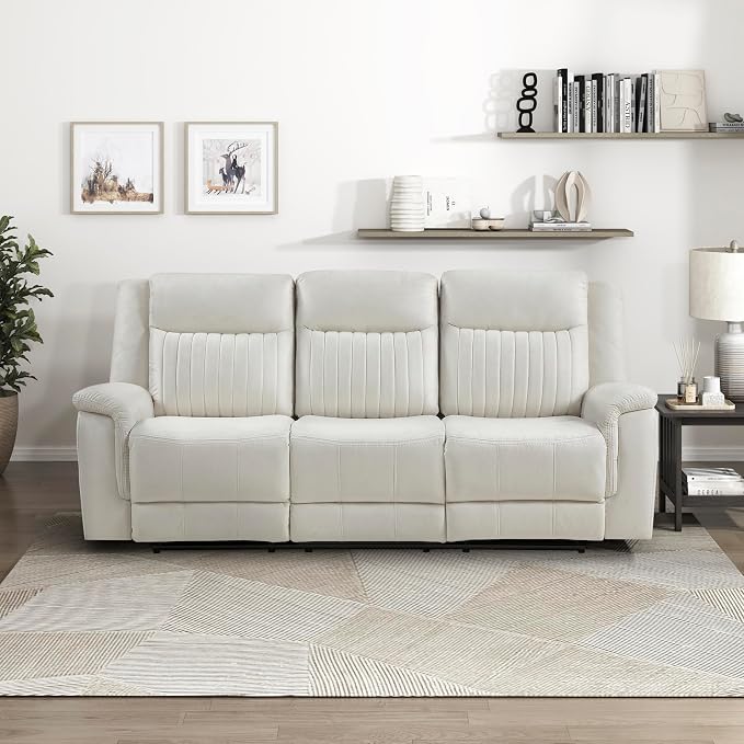 Lexicon Manual Double Reclining Sofa, Polished Microfiber Upholstered 3 Seater - Image 7