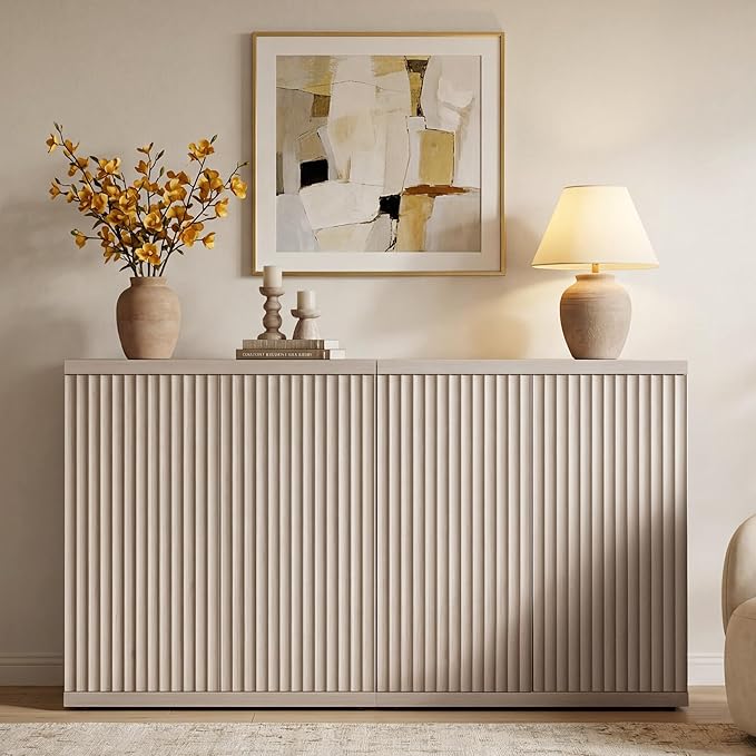 SICOTAS Buffet Cabinet with Storage Accent Sideboard Modern Credenza with Doors - Image 2