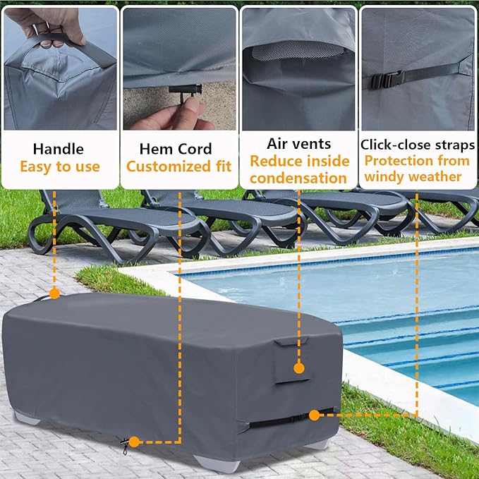 Outdoor Chaise Lounge Cover for 4-6 Stackable Patio Chaise Lounge Chairs - Image 5