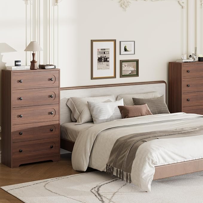 Garvee 5 Drawer Dresser for Bedroom, Wooden Mid Century Modern Chest of Drawers - Image 4