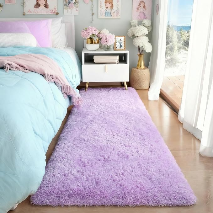PAGISOFE Fluffy Purple Rug 2' x 6' Shaggy Runner Rugs by PAGISOFE