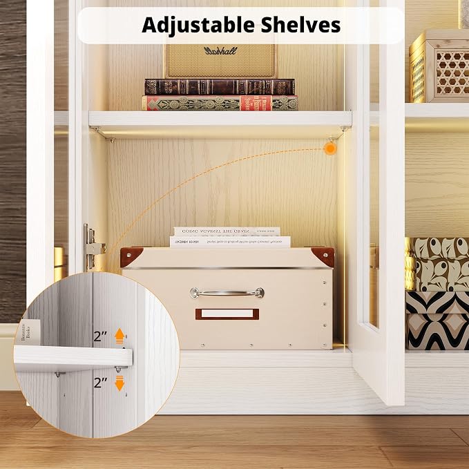 IRONCK Corner Bookshelf with LED Lights, 78.7" Tall Corner Bookshelves with 2 - Image 8